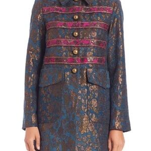Nanette Lepore Blue and Gold Brocade Blazer